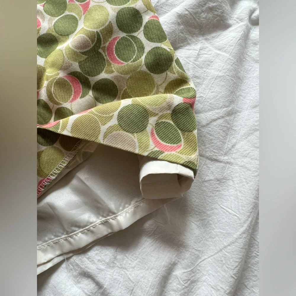 Talbots green & pink polka dot pattern silk lined pants 12 - Picture 3 of 4